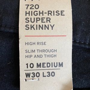Levi’s 720 high rise super skinny black jeans